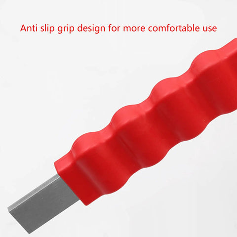 Red anti-slip grip handle of the 0-150mm Brake Disc Rotor-Caliper Stainless Measuring Instrument for better control.