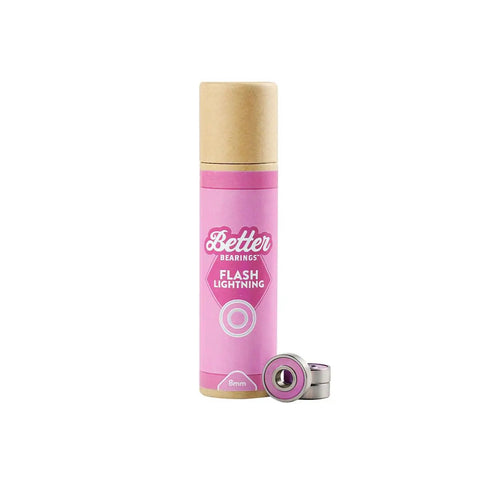 Flash Lightning Ceramic Roller Skate Bearings 16 Pack For Quad Skates ABEC 9 Pre Lubed 8mm Pink tube and bearings