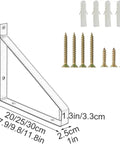 Steel Corner Bracket Wall Mounted Shelf Support Triangular Iron Brackets Set Of Two Black Metal Rack Keeps Things Solid For Easy Floating Installations With Serious Rustic Vibes with detailed dimensions and included screws.