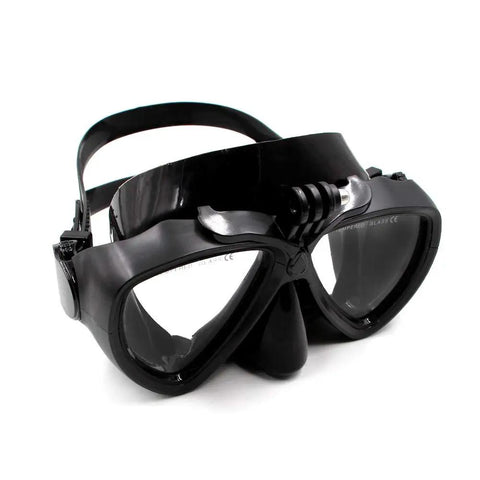 Black swim goggles for action cameras with mount, waterproof and leak-free design. Swim Goggles For Action Cameras Dive Glasses For GoPro Max And Hero Series Insta360 X5 X4 X3 Ace Pro 2 DJI Action 6 5 Pro Action 4 3 Underwater Snorkeling Gear Waterproof And Leak Free.