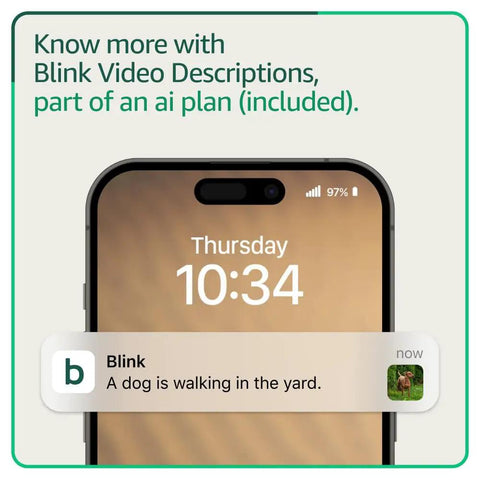 Second Gen Smart Video Doorbell With Head To Toe HD View And Two Year Battery Life Includes Sync Module Core Plus One Year AI Plan For Crisp Clips And No Sweat Plug And Play Setup Straight From The Box Black texting alert on smartphone showing a dog walking.