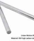 Two Pack 12mm x 300mm Linear Guide Rails Set Chrome Plated Steel Shafts for 3D Printers and DIY CNC Machines, close-up view