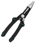 Premium Multifunctional Electrical Wire Stripper And Crimping Pliers with black grips and precision jaws for wire cutting and stripping.