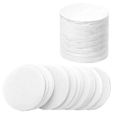 Round Cold Brew Coffee Paper Filters 500 Count Fine Disposable Rounds Fit 32 Oz Brewers For Even Steeping And No Sweat Cleanup Total Game Changer For Your Daily Grind. Stack of white paper filters.