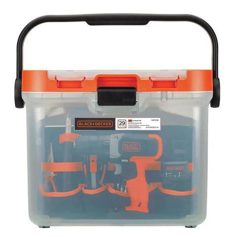 20V Max Cordless Drill With 28 Piece Home Project Kit In Translucent Toolbox For Quick Fixes, Home Decorating, Assembly, And Repairs On The Go, Big Help For DIY Projects