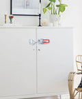 Sturdy 8 Pc Adjustable Toggle Latches With Zinc Coating For Cabinets And Tables Durable Rust Resistant Lock Hasps Perfect For Indoor Outdoor Use Quick Release Galvanized Iron Clamps That Hold Tight mounted on white cabinet doors