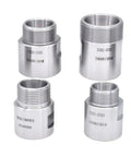 Set of four silver metal ER thread adapters for ER20–ER25 collet chucks