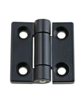 Door hinge, black zinc alloy with torque damper, 1-piece