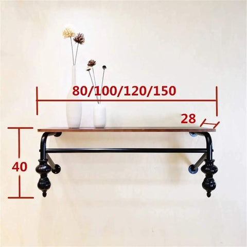 Wall Mounted Coat Hooks With Wooden Clothing Rail And Tight Black Metal Brackets For Entryway Organization Or Closet Storage Heavy Duty Frame Easy Install Clean Vibe Home Refresh with wooden rail and black brackets showcasing dimensions.