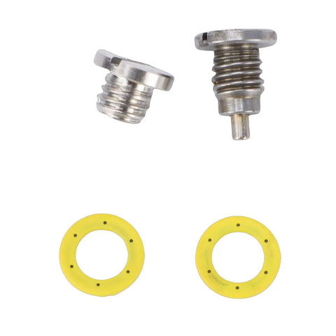 Upgrade Your Ride With This 2 Pack Metal Gear Case Drain Plug Kit That Slides Right Into Mariner Outboards For Tight Oil Changes And No Leaks During Service Time. 2 metal drain plugs with yellow gaskets