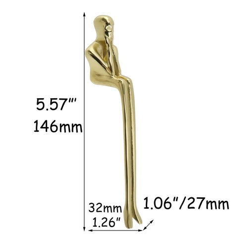 Brass Thinker Shape Cabinet Pulls And Drawer Handles For Cabinets, Solid Brass Hardware detailed dimensions