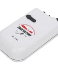 White 2-way air pump with black switch, labeled for car and dry battery use, model AP-2102, on a plain background.