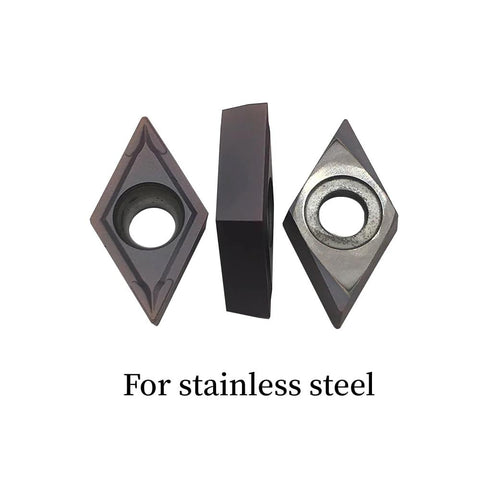 Three DCMT32.51 carbide turning inserts, multilayer coated, for stainless steel