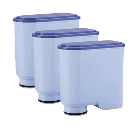 Top Shelf Coffee Machine Water Filter Replacement Cartridge, three blue cartridges, designed for purifying tap water.
