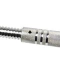 Close-up of Home Gym Dumbbell To Barbell Connector With Ultra Precision Thread In Solid Steel Tube.