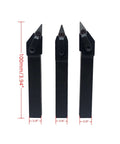Three black 5/8-inch carbide turning tool holders with VNMG331 inserts for CNC lathe steel turning