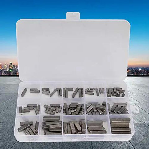 Feather Key Set 140 Pcs Round Ended Square Parallel Keys Kit With 3, 4, 5, 6 Mm Sizes in storage box