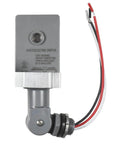 Thermal Type Photocell Light Sensor with Stem and Swivel Mount, hardwired, gray, for outdoor lighting control, 120V 1800W.