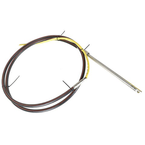 10 Feet Marine Steering Cable Kit With 3/4 Shaft And 12.4 Inch Wheel component showing coiled cable and metal shaft