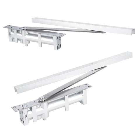 Concealed Aluminum Automatic Door Closer With Positioning, 80kg Capacity, Sliding Track Hardware displayed on white background