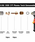 20Pcs Plasma Torch Consumables Kit With 176656 Tips And 176655 Electrodes For Spectrum 375 Xtreme Cutters components displayed