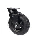 Tough As Nails 8 Inch Pneumatic Rubber Caster Wheel With Side Brake Stem Mount, ideal for heavy duty shop carts.