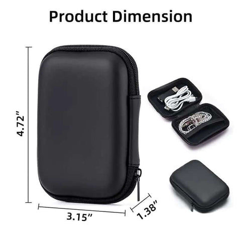 Badass Hard Storage Suitcase for Electronic Accessories, Rad Portable Organizer Bag in black, dimensions 4.72x3.15x1.38 inches.