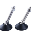 Pack Of Four Adjustable M12 Threaded Chair Leg Floor Protectors With Grippy Rubber Base, featuring metal adjusting threads and rubber base.