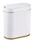 Hands Free Sensor Trash Can With Lid 2 Gallon Automatic Motion Activated Garbage Bin Waterproof IPX5, white gold design