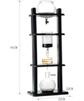 Premium 1 Liter Cold Brew Coffee Machine Hand Blown Glass And Solid Wood Ice Drip Tower, 81cm tall, showcasing construction and design.