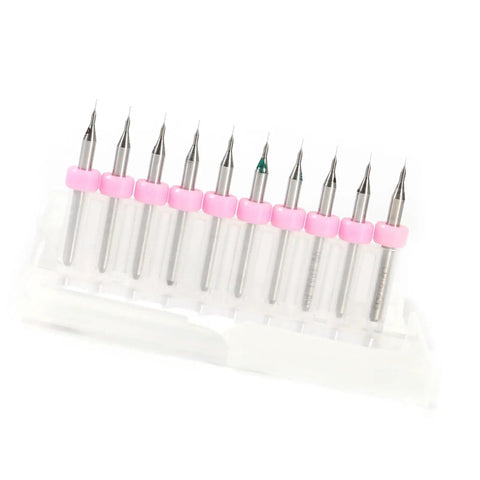 10 Piece Tungsten Carbide Drill Bit Set 0.1mm Precision For Electronics Prototyping And Detailed Modeling, PCB, Jewelry, Plastic