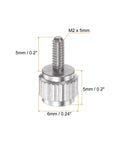Ten Pack Vernier Caliper Locking Screws M2x5mm Round Flat Head Knurled Thumb Knob Bolts in Stainless Steel