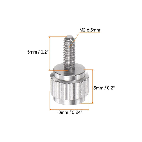 Ten Pack Vernier Caliper Locking Screws M2x5mm Round Flat Head Knurled Thumb Knob Bolts in Stainless Steel