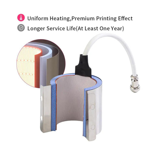 3 Oz Straight Tumbler Heat Press Attachment for Sublimation Stainless Steel Mini Skinny Tumblers 5 Pin Connector