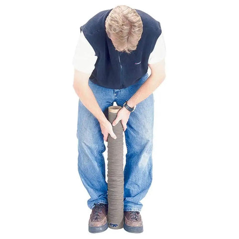 Man installing Hose Sock With Assembly Tube For 30 To 32 Feet Central Vacuum Hoses Gray Keeps Walls And Furniture Scratch Free While You Clean Easy Slip On Install And Fit Over The Hose For Quick Smooth Moves.