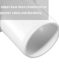 Close-up of Four Pack One And A Half Inch PVC Elbow Fittings Four Way Cross showing chamfered edges for safety and durability