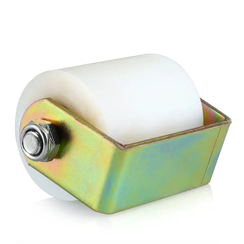 Two Pack Slide Gate Guide Roller For 3 Inch Gates, Nylon Gate Roller With C Bracket, shown close-up with UHMW material and assembly.