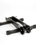 Rakk Bike Storage Rack Freestanding Floor Bicycle Stand for Small Spaces in black metal, ideal for apartments and garages.