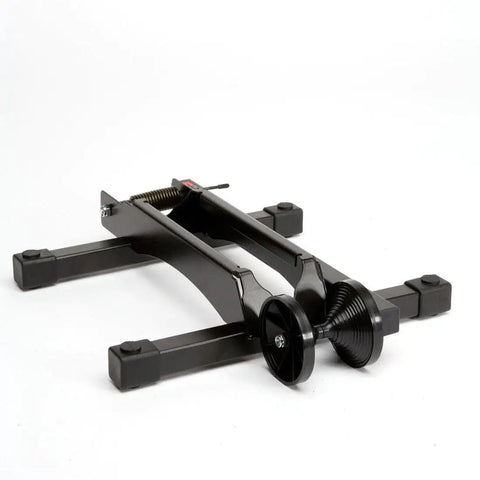 Rakk Bike Storage Rack Freestanding Floor Bicycle Stand for Small Spaces in black metal, ideal for apartments and garages.