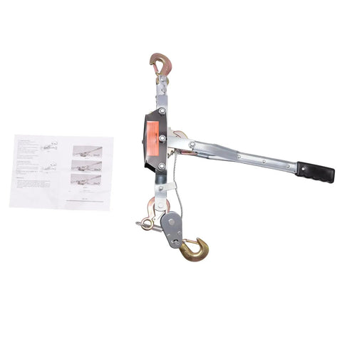 5 Ton Heavy Duty 3 Hook Steel Cable Dual Gear Power Puller for Workshops and Construction Sites with instruction manual.