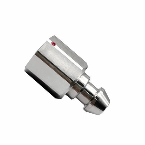 Quick-release GPS prism adapter, metal, silver finish, for Trimble poles used in surveying.