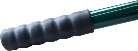 Close-up of the grip on the 41-inch handle of the Heavy Duty 18 Inch Rotary Spike Lawn Aerator With Mud Guard Built Tough Steel Body