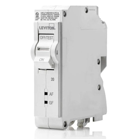 20 Amp 1 Pole Plug-On AFCI GFCI Branch Circuit Breaker With Hydraulic Magnetic Trip 120 VAC White LB120-DF Ideal For Quick DIY Wiring In Residential Panels Reliable Arc Fault And Ground Fault Protection product image