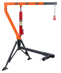 Beefy Heavy Duty Receiver Hitch Mounted Hydraulic Swivel Crane for Trucks with telescoping boom and 1500 lb lift capacity shown