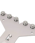 Rock Solid Router Milling Bracket With Adjustable Circle Cutting Jig And Straight Edge Guide showing stainless steel base with ball bearings.
