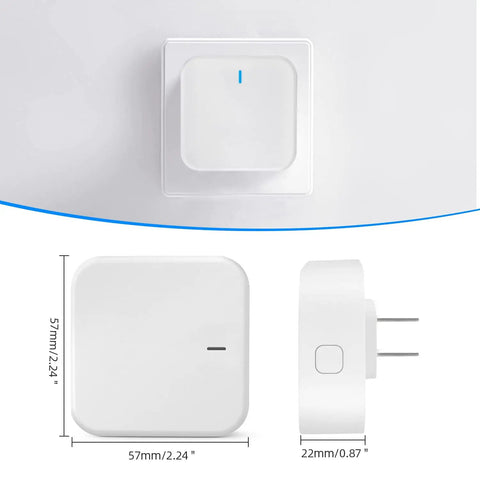 WiFi Gateway For Tuya Smart Door Locks Bluetooth Lock Remote Control Hub with dimensions shown in white plastic design