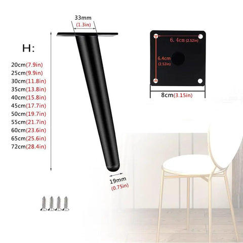 Adjustable Metal Table Legs Four Pack Replacement For Desks Chairs Sofas Cabinets Dressers Beds Black 60 Cm Tall Built To Last Heavy Duty