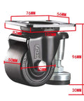 Dang Tough Heavy Duty Furniture Casters Set Of 4 Featuring Ultra Smooth Swivel Wheels and Sturdy Steel Plates for effortless couch sliding, detailed dimensions.