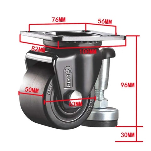 Dang Tough Heavy Duty Furniture Casters Set Of 4 Featuring Ultra Smooth Swivel Wheels and Sturdy Steel Plates for effortless couch sliding, detailed dimensions.