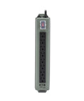 Front view of Heavy Duty 9 Outlet Power Strip with 15 Foot Metal Extension Cord, designed for industrial garage and shop settings UL24CB-15 Ready.